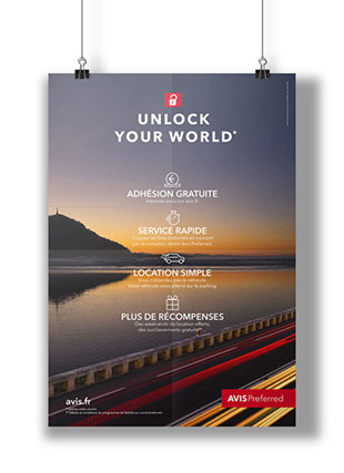 Affiche agence Avis location de voitures